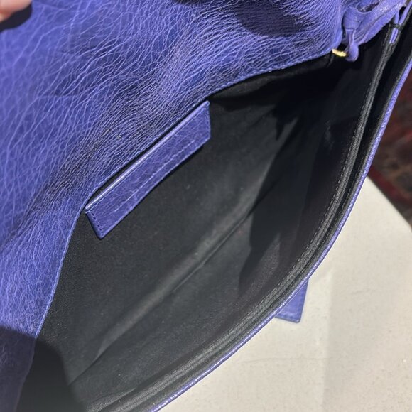 BALENCIAGA Agneau Giant 21 Rose Gold Hardware Envelope Clutch Bleu Lavande - Picture 11 of 14